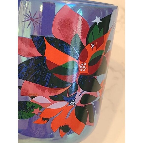 Starbucks Holiday 2023 Ceramic Coffee Mug Iridescent Poinsettia Flowers 14 oz. - Picture 8 of 8
